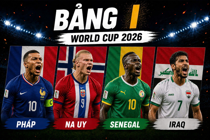 Bảng xếp hạng World Cup 2026 bảng I mới nhất