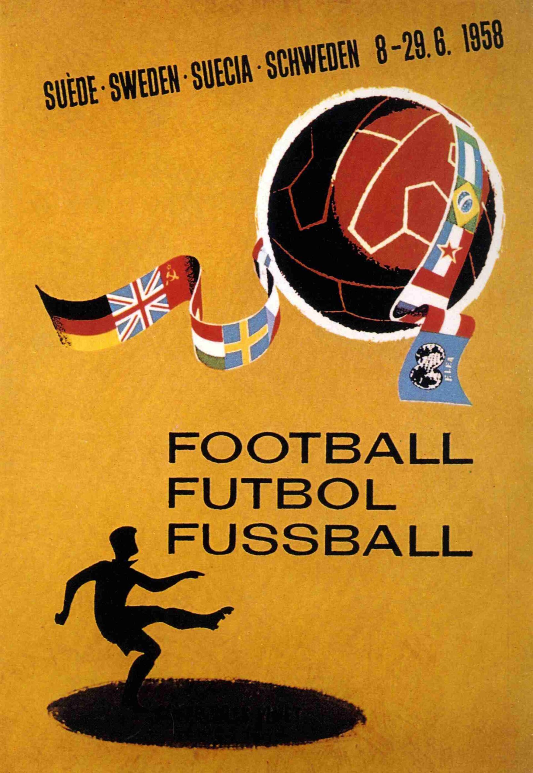 Poster chính thức World Cup 1958 tại Thụy Điển