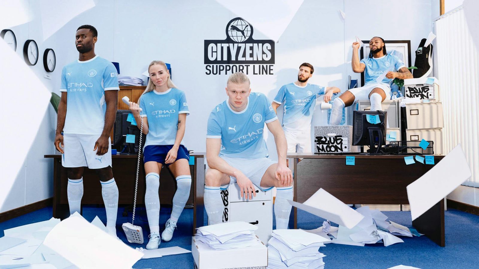 Áo đấu Ngoại hạng Anh Manchester City sân nhà hiệu ứng chuyển màu gradient xanh trắng