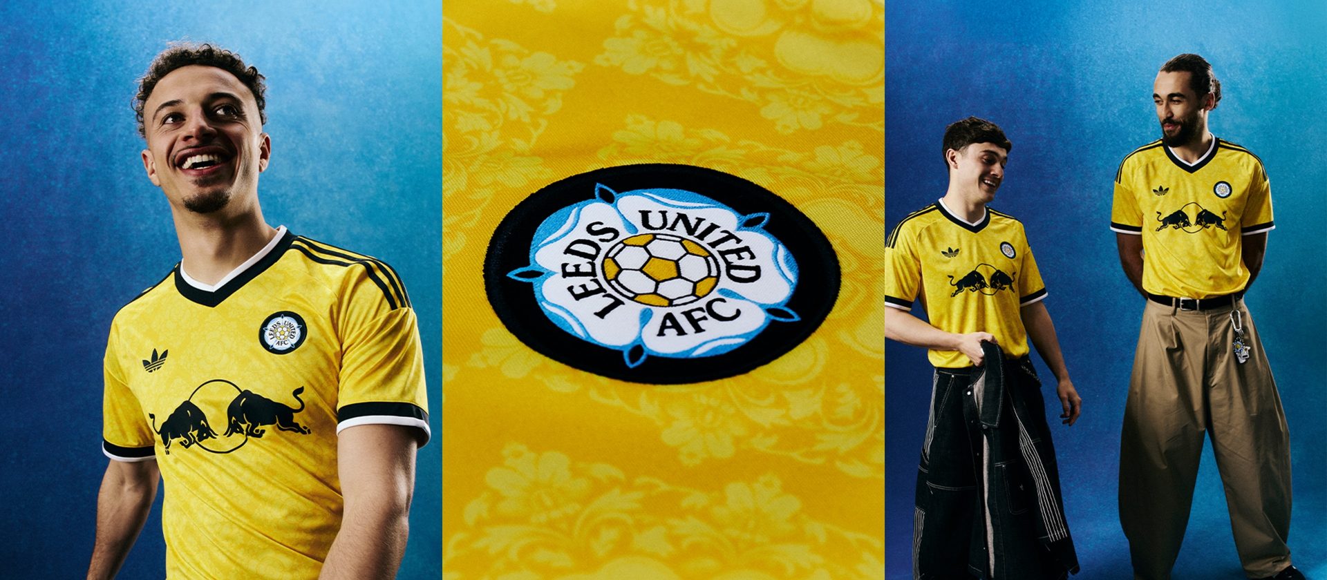 Trang phục thi đấu Ngoại hạng Anh Leeds United sân khách màu vàng họa tiết hoa hồng dập nổi